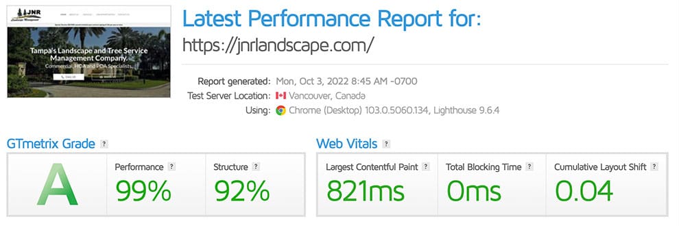 JNR Landscape Management Website is optimized for Google Search engine results pages. Working to get the best score